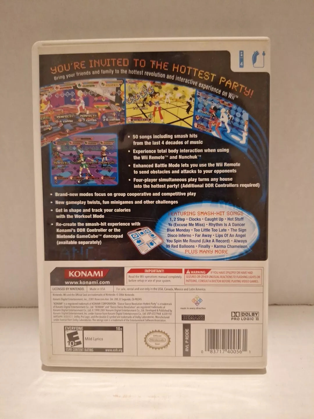 Dance Dance Revolution Hottest Party (Nintendo Wii, 2007) Light Scratches, Works-Tested