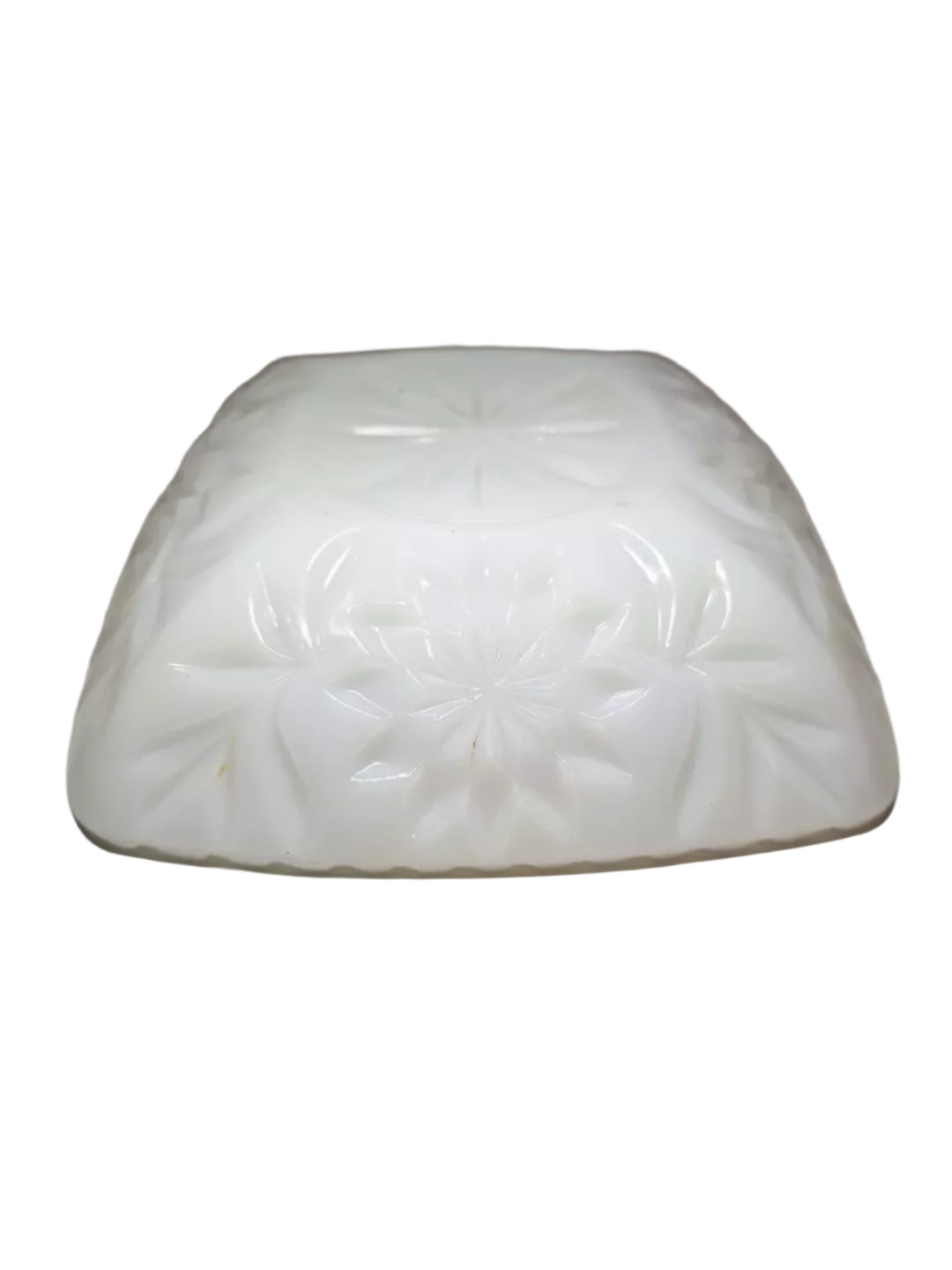 Vintage Hazel Atlas Milk Glass Square Prism Prescut Bowl Scalloped Rim