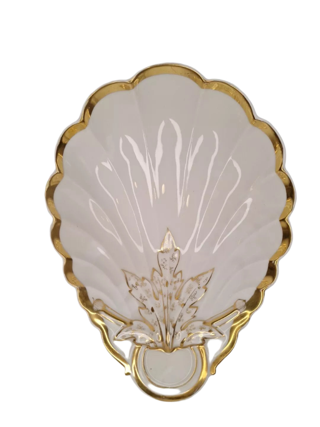 Haviland Limoges 3 Pc Seashell Gold Rim Ceramic Serving Set 19th Century Antique