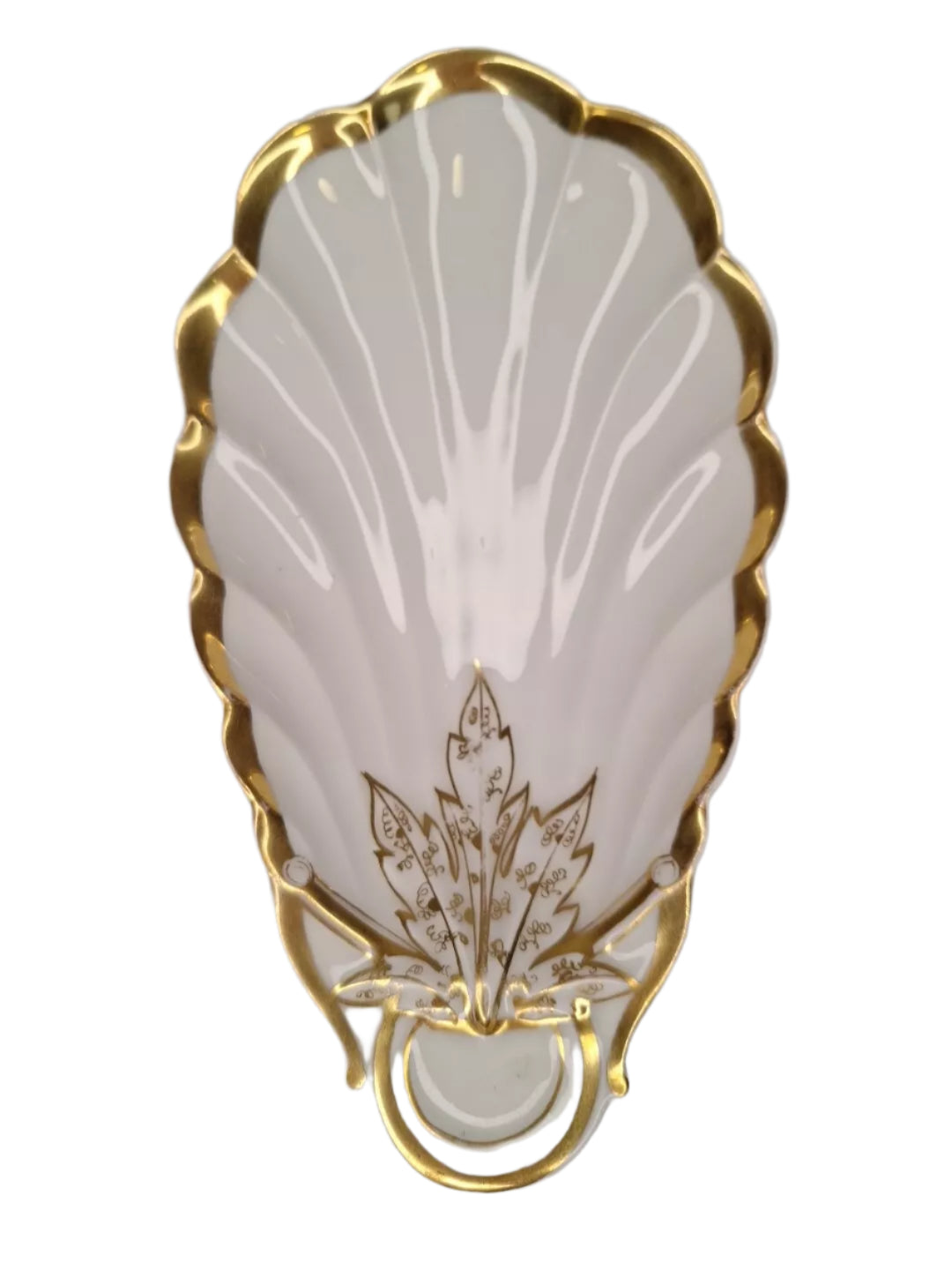Haviland Limoges 3 Pc Seashell Gold Rim Ceramic Serving Set 19th Century Antique