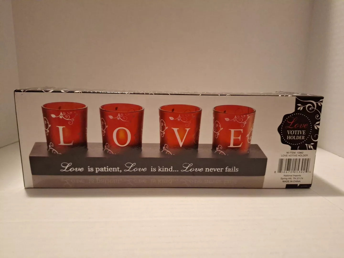 "Love" Votive Candle Holder Love Is Patient, Love Is Kind... Love Never Fails