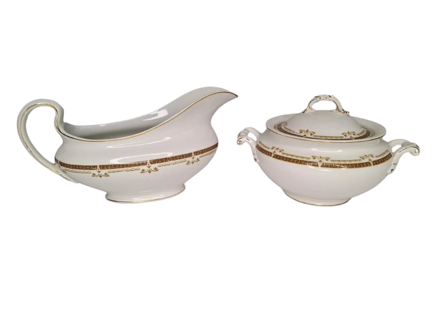 Antique Johnson Brothers Sugar Bowl With Lid And Creamer Boat Made In England