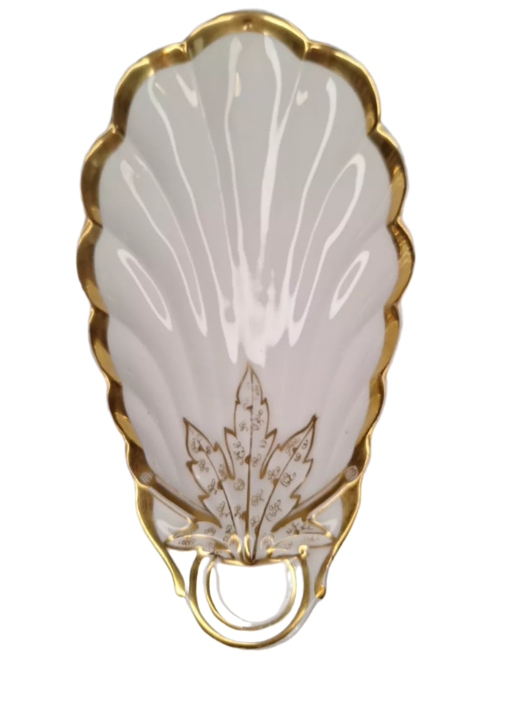 Haviland Limoges 3 Pc Seashell Gold Rim Ceramic Serving Set 19th Century Antique