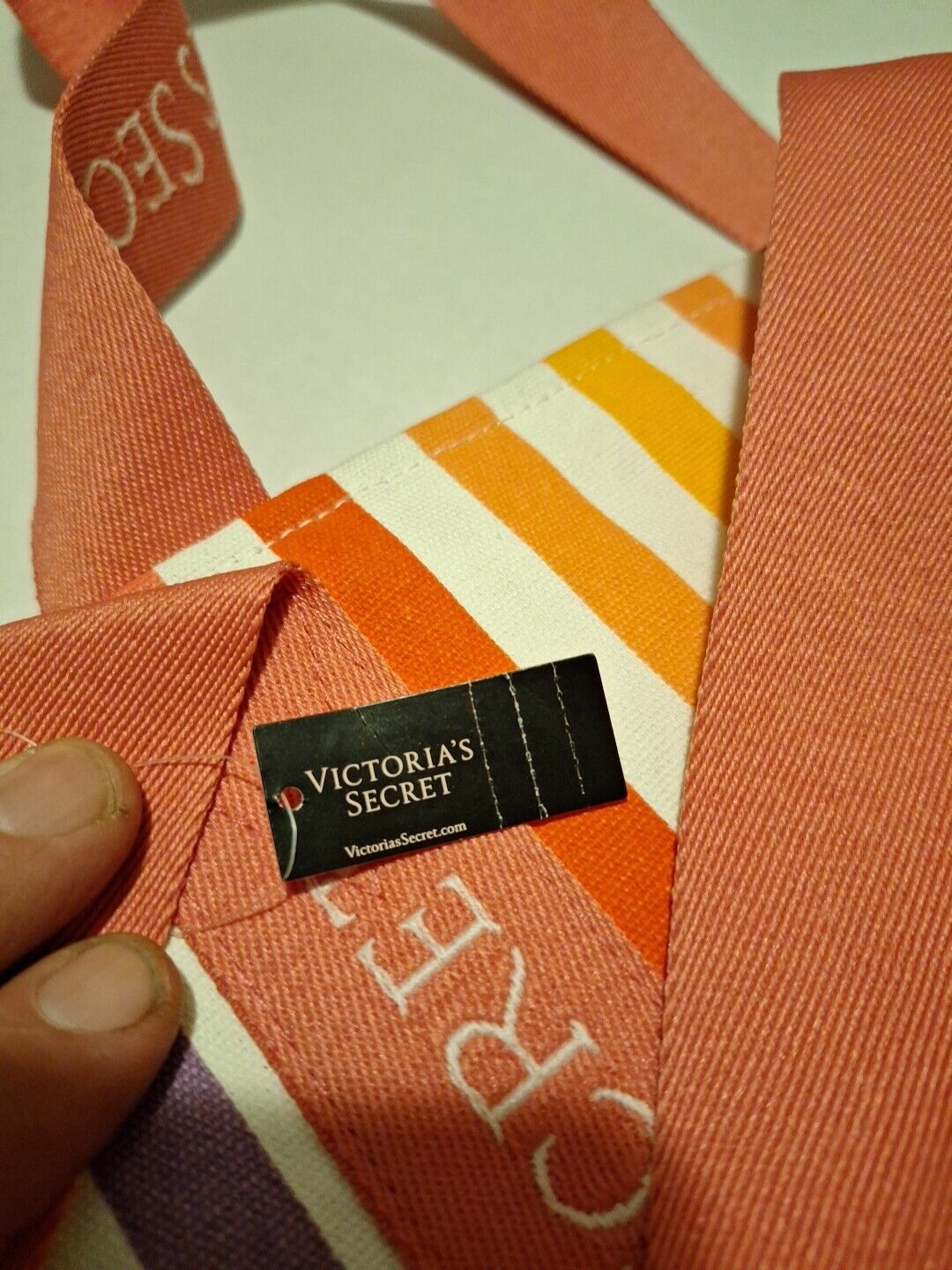 Victoria’s Secret Zip Tote Beach Bag Weekender NEW Logo Multi Stripe Gym Travel