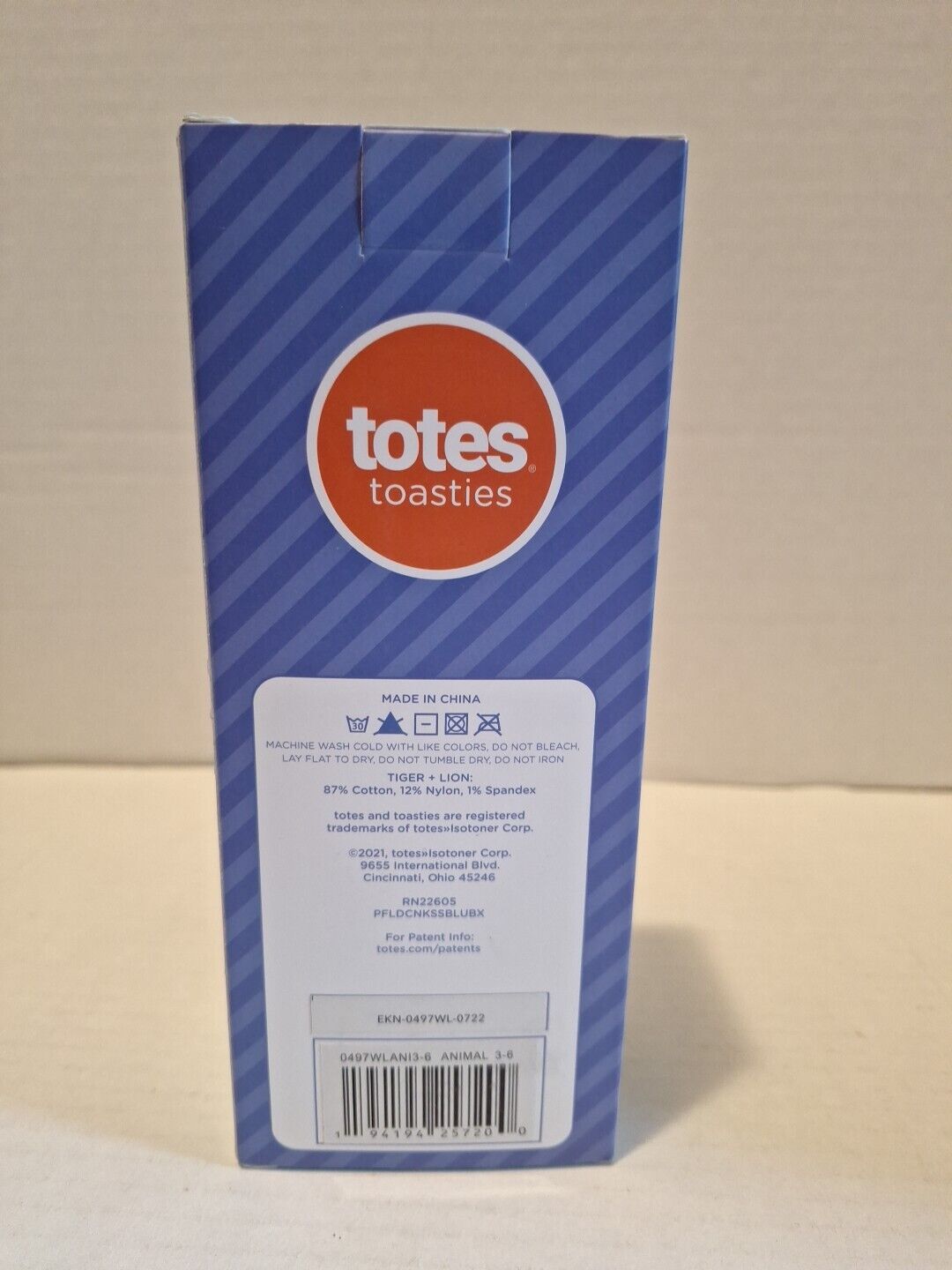 Totes Toasties-Kids Slipper Socks, Tiger & Lion, 3-6 Yrs. NIB Damaged Packaging
