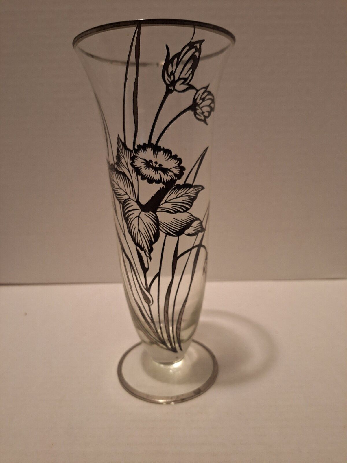 Viking Glass Vintage Silver City Flanders Sterling Silver overlay Vase