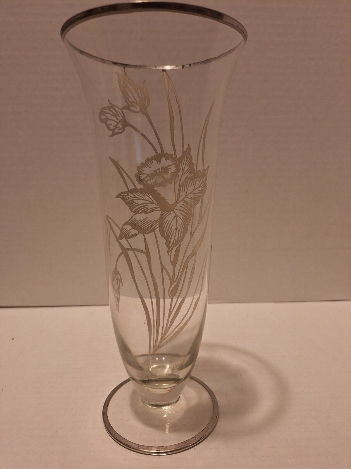 Viking Glass Vintage Silver City Flanders Sterling Silver overlay Vase