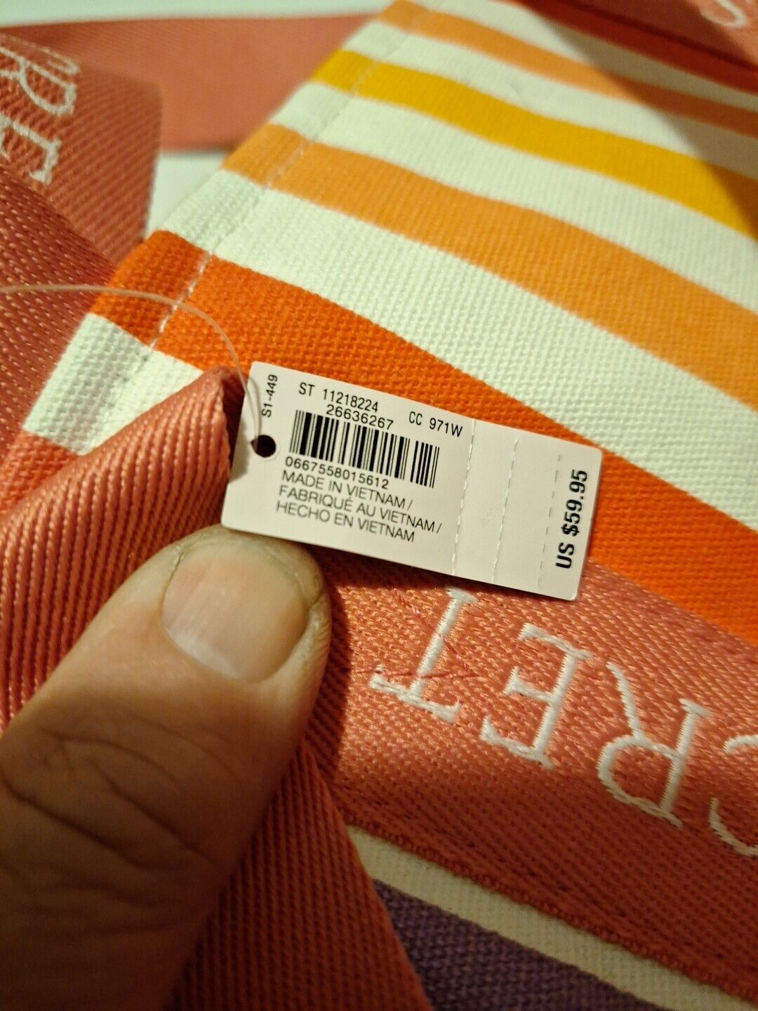 Victoria’s Secret Zip Tote Beach Bag Weekender NEW Logo Multi Stripe Gym Travel