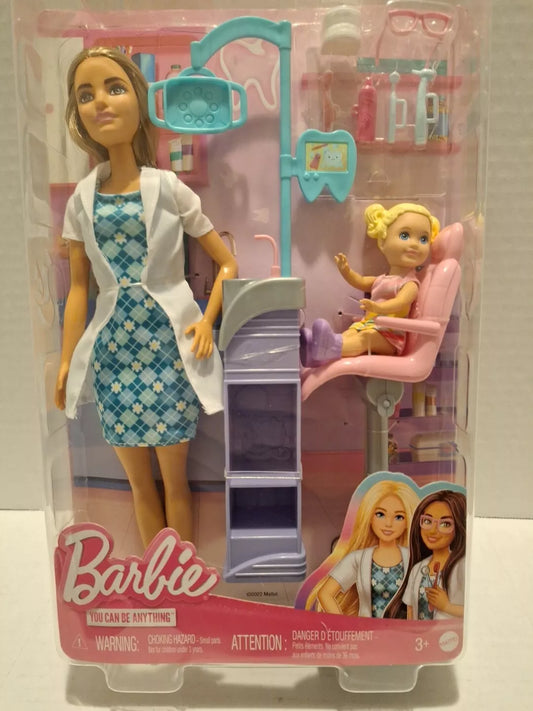 Barbie You Can Be Anything: DENTIST (2) Dolls & Playset New Damaged Package
