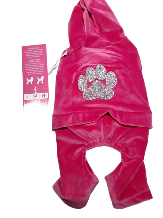Isaac Mizrahi Size Xs Dog Track Suit Bling Pink Velour