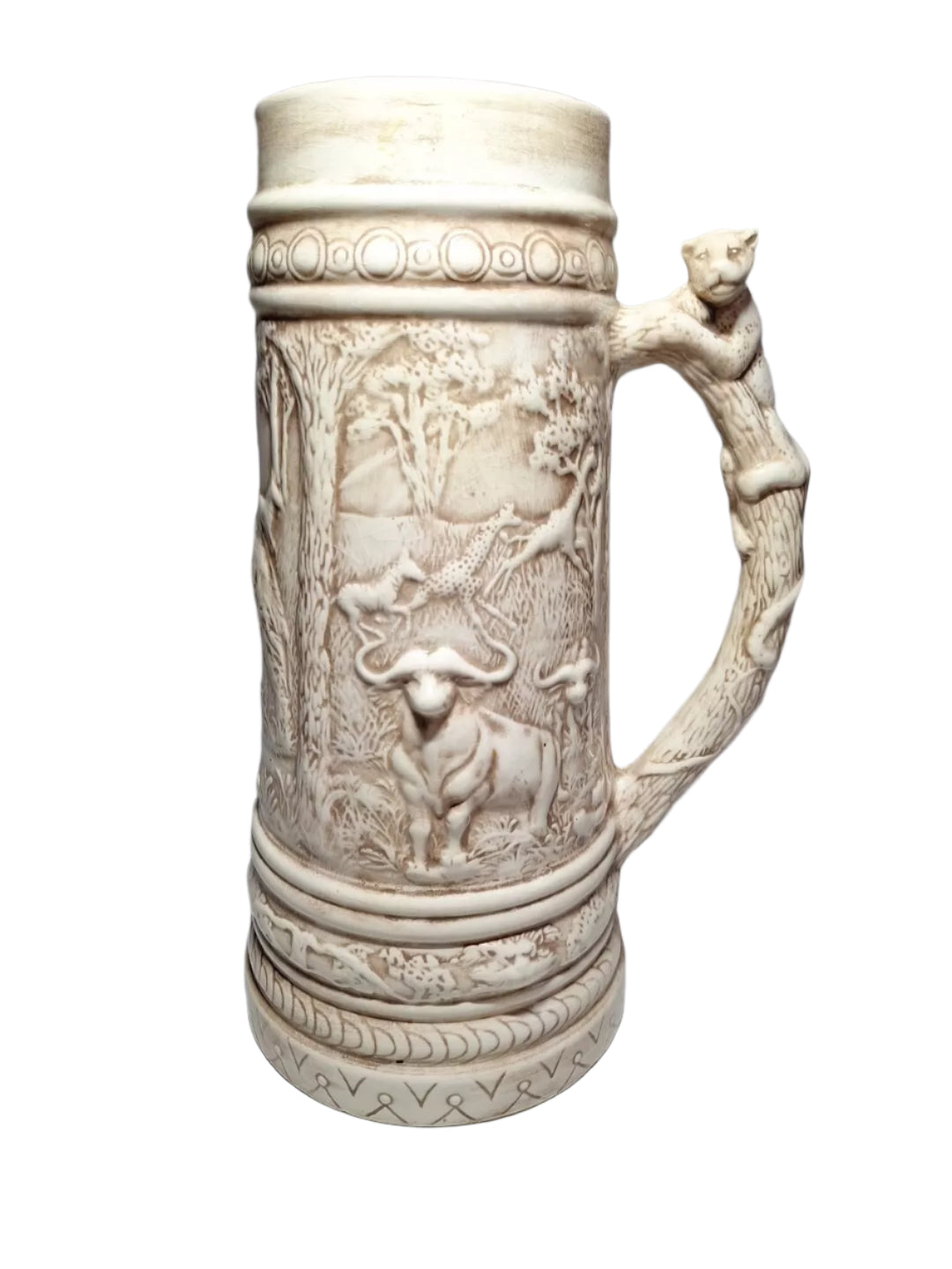 Holland Mold African Safari Ceramic German Beer Stein Number EF82 No Lid