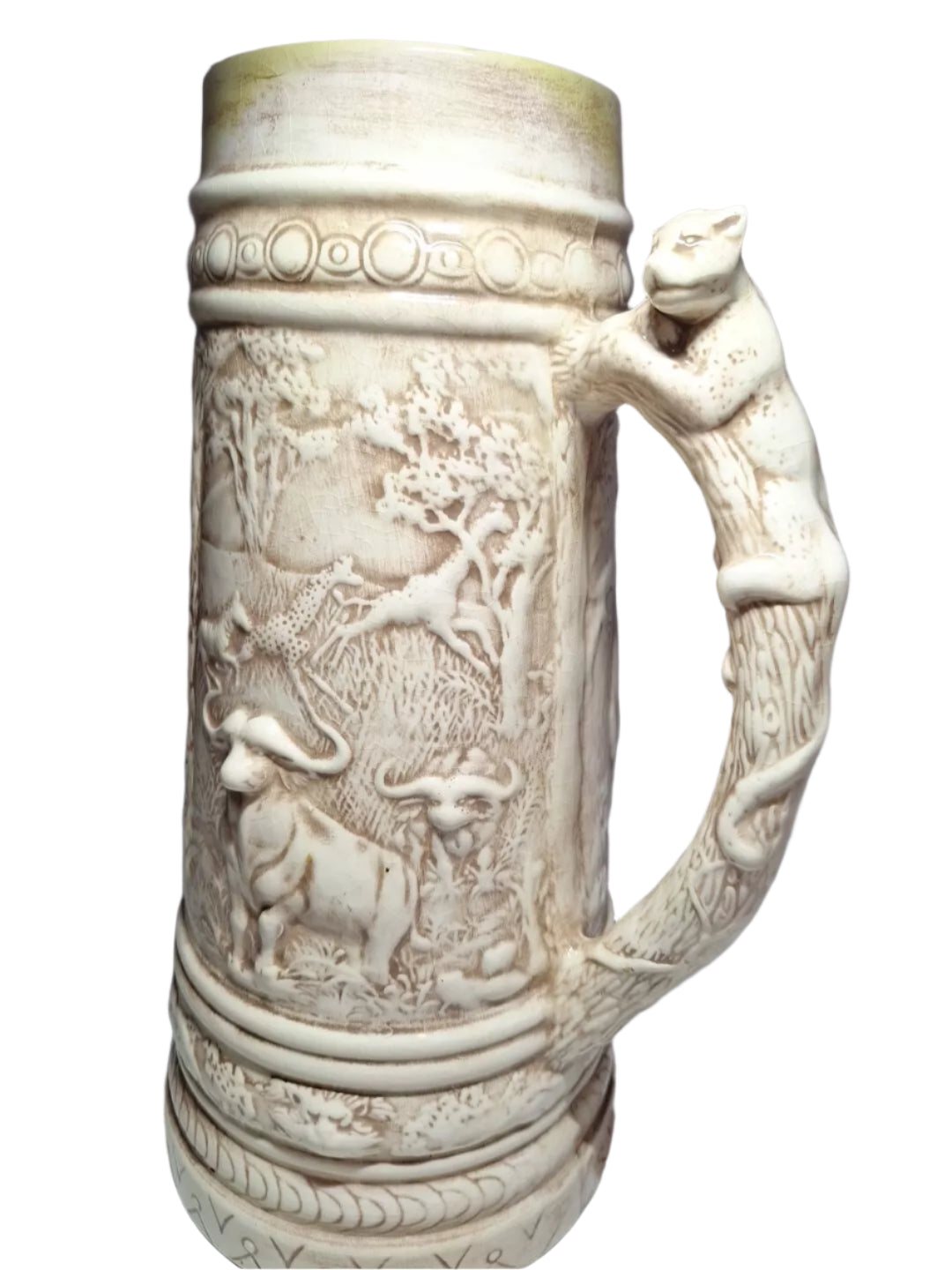 Holland Mold African Safari Ceramic German Beer Stein Number EF82 No Lid