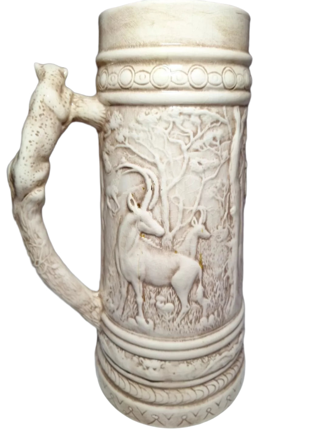 Holland Mold African Safari Ceramic German Beer Stein Number EF82 No Lid