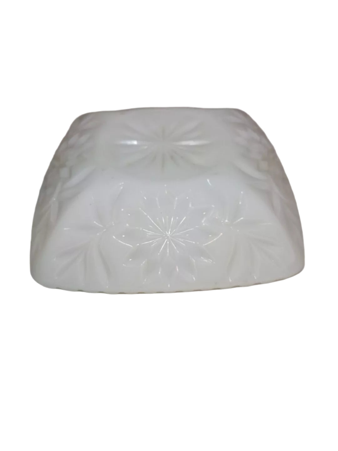 Vintage Hazel Atlas Milk Glass Square Prism Prescut Bowl Scalloped Rim