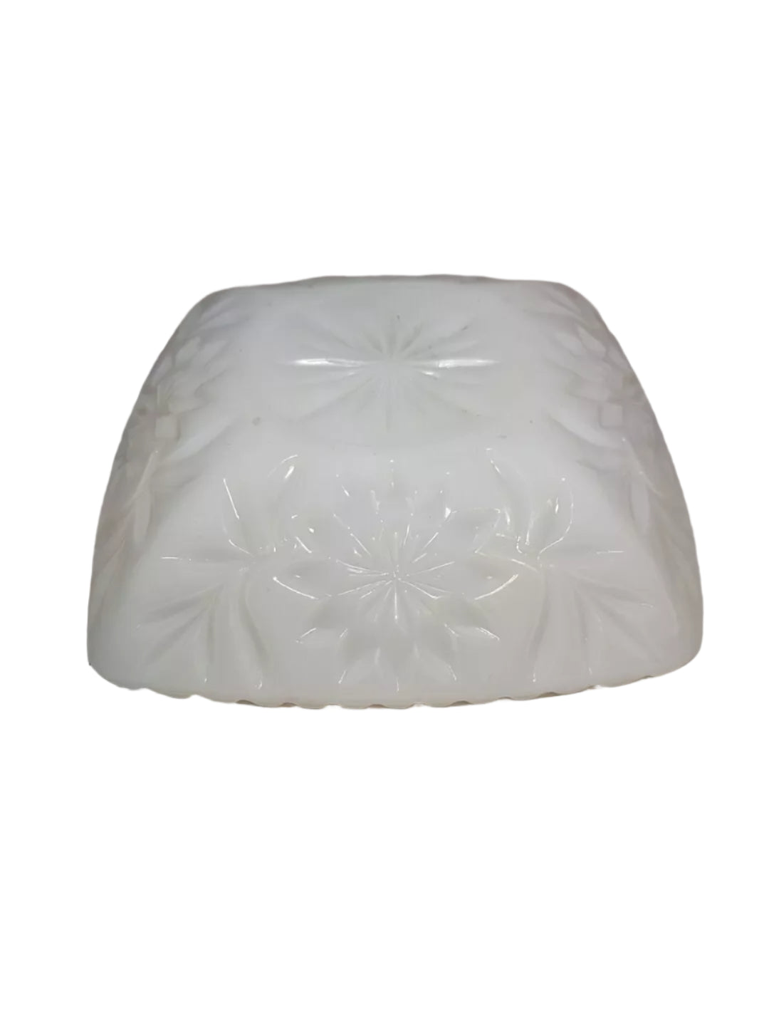Vintage Hazel Atlas Milk Glass Square Prism Prescut Bowl Scalloped Rim