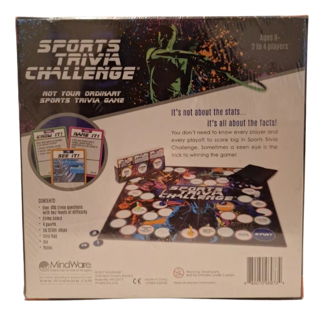 Mindware Sports Trivia Challenge Board Game Complete Cards Factory Sealed
