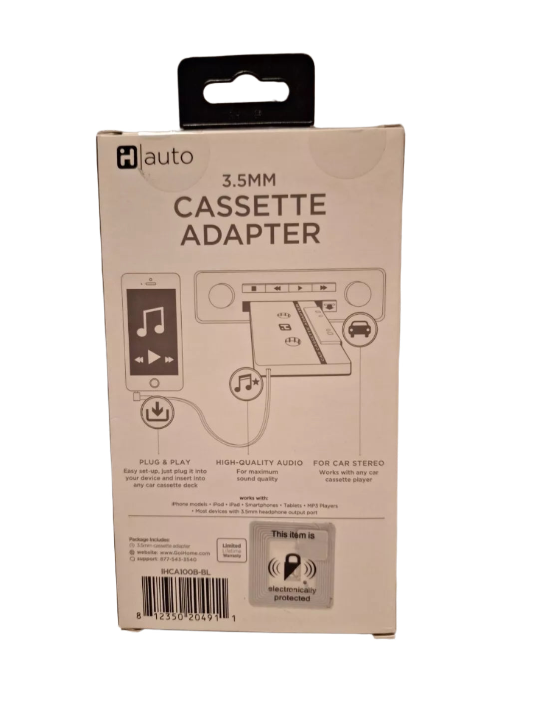 iHome Cassette Adapter Universal SmartPhone/MP3/CD Player 3.5mm Adapter RETRO