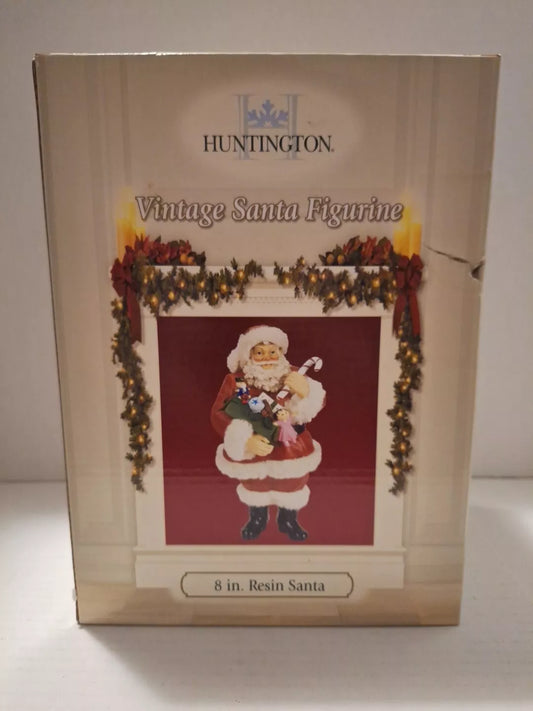 Huntington 8" Resin Santa Holding Toys & Candy Cane Figurine New Christmas