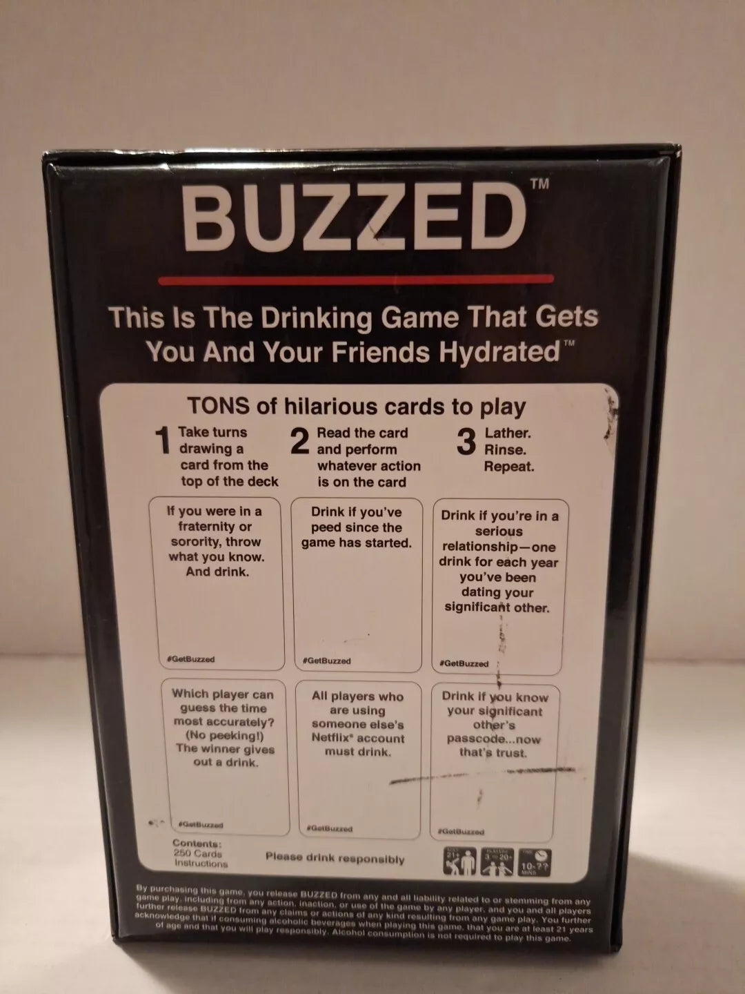Buzzed Drinking Game Recently Refreshed 250 Fun Adult Cards Open Box Unplayed